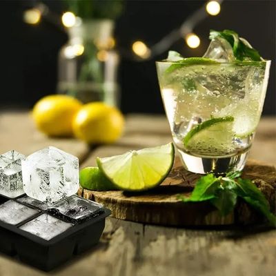 4 6 8 홀리 실리콘 아이스 트레이 곰팡이 큰 정사각형 모양 쉽게 풀어 아이스 큐브 트레이