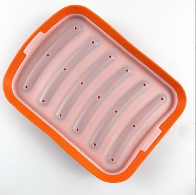 케이크 도구 식품 등급 DIY 재사용 할 수 있는 실리콘 소시지 만드는 곰팡이 6 구멍 핫도그 베이킹 곰팡이