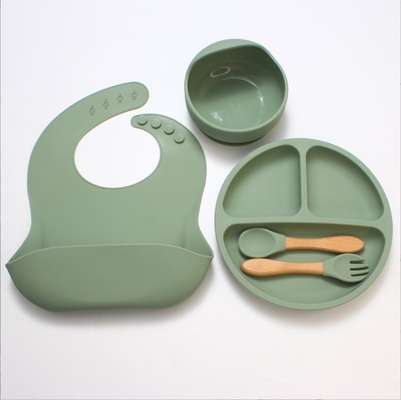 none 디자인 스타일 아기용 실리콘 식탁용품 5pcs BPA 무료 먹이 세트 스푼 그릇