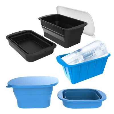 지속 가능한 접이성 아이스 큐브 트레이 추가 큰 재사용 실리콘 아이스 블록 곰팡이